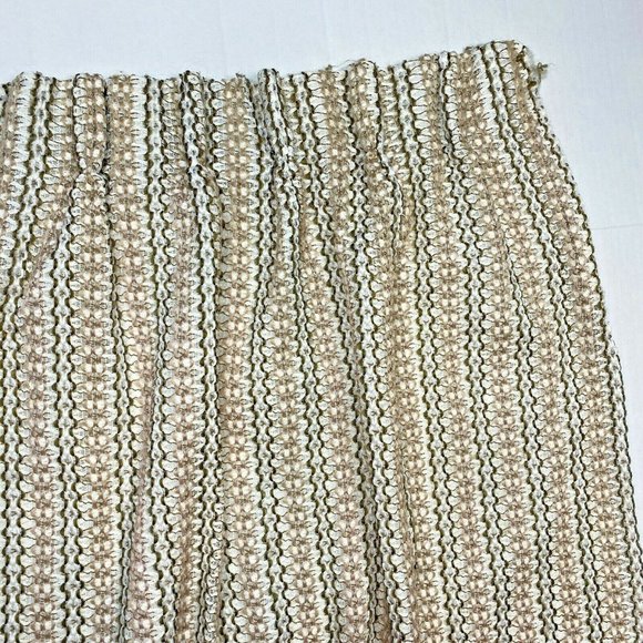 2 Vintage 1970s Pinch Pleat Curtains Drapes Panels Brown Beige Woven Chevron - Picture 3 of 8